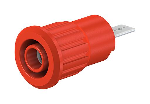 SEB4-F-22 Zócalo 4mm Banana 24A Rojo Montaje en Panel Tipo Staubli aislado