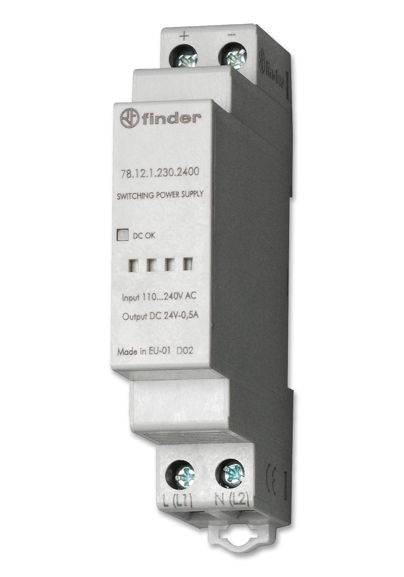Finder 78.12.1.230.1200 Power Supply,switch Mode, 1A, 12V, 12W