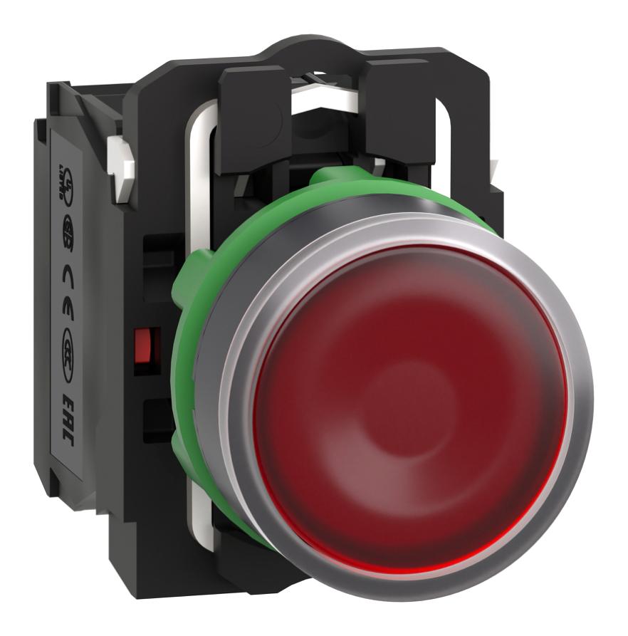 Schneider Electric Xb5aw34b5, Pb Illuminated 24v Red Led 1ni/1nc