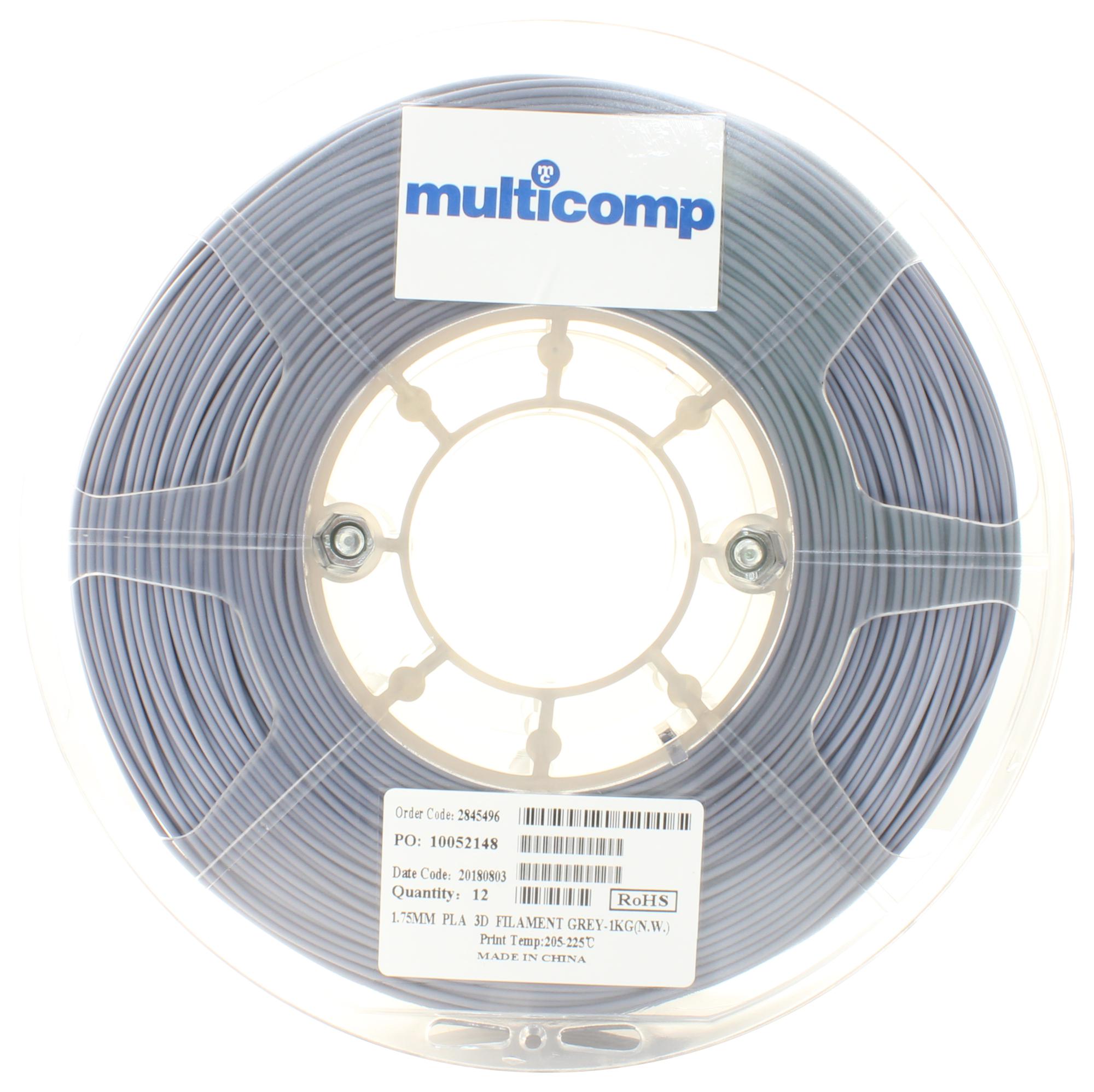 Multicomp Mc002549 3D Printer Filament, Pla, 1.75Mm, Grey