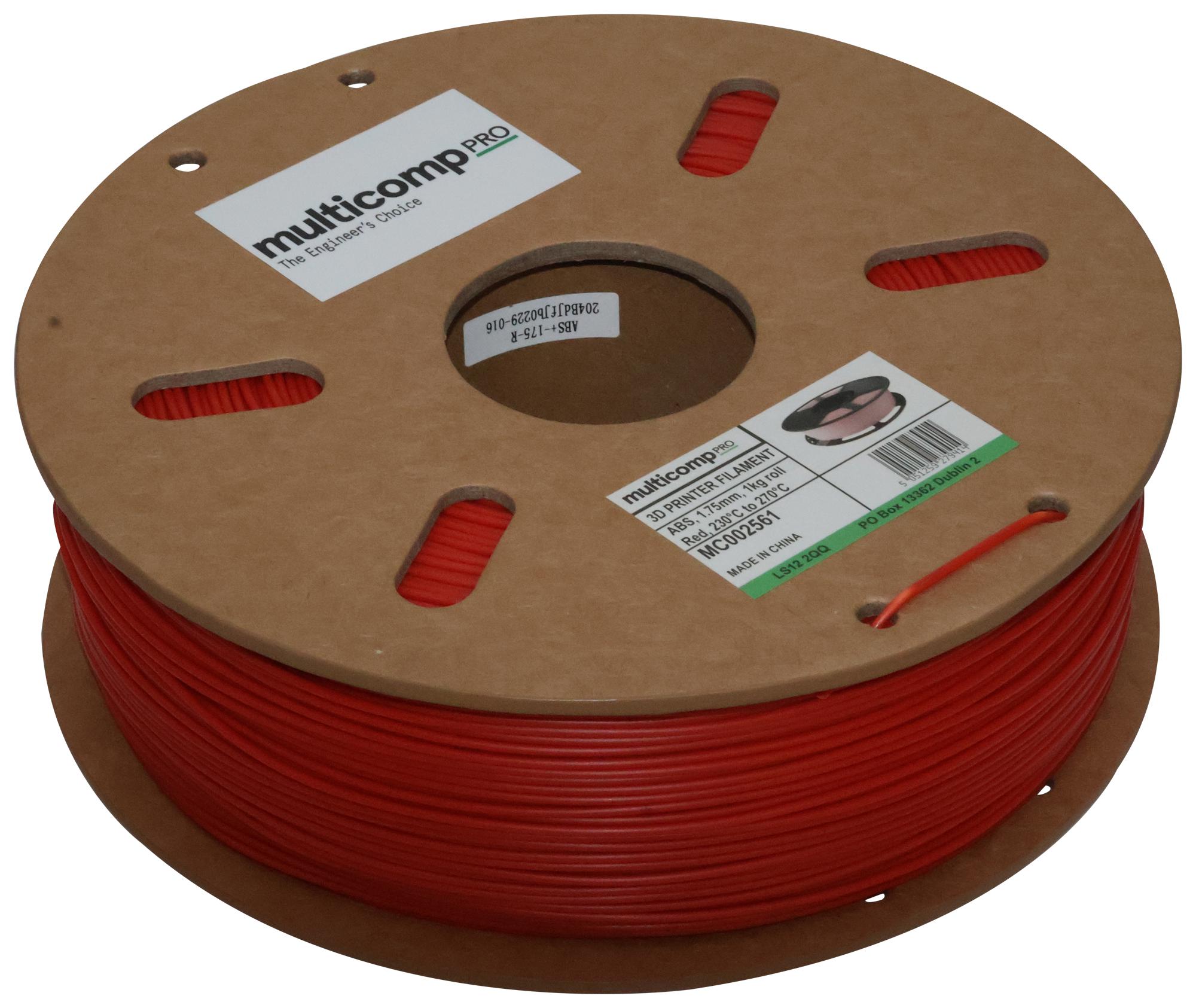 Multicomp Mc002561 3D Printer Filament, Abs, 1.75Mm, Red