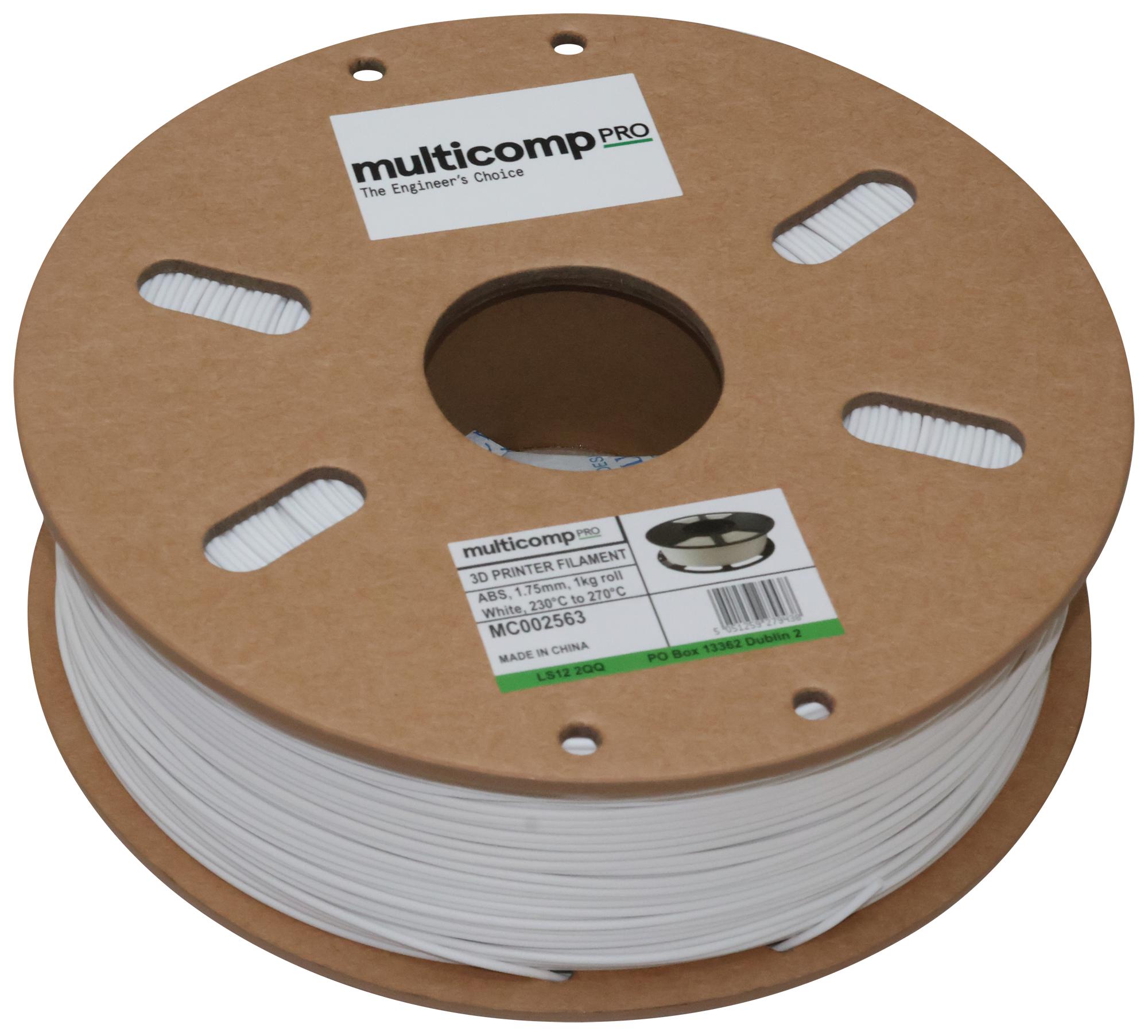 Multicomp Mc002563 3D Printer Filament, Abs, 1.75Mm, White