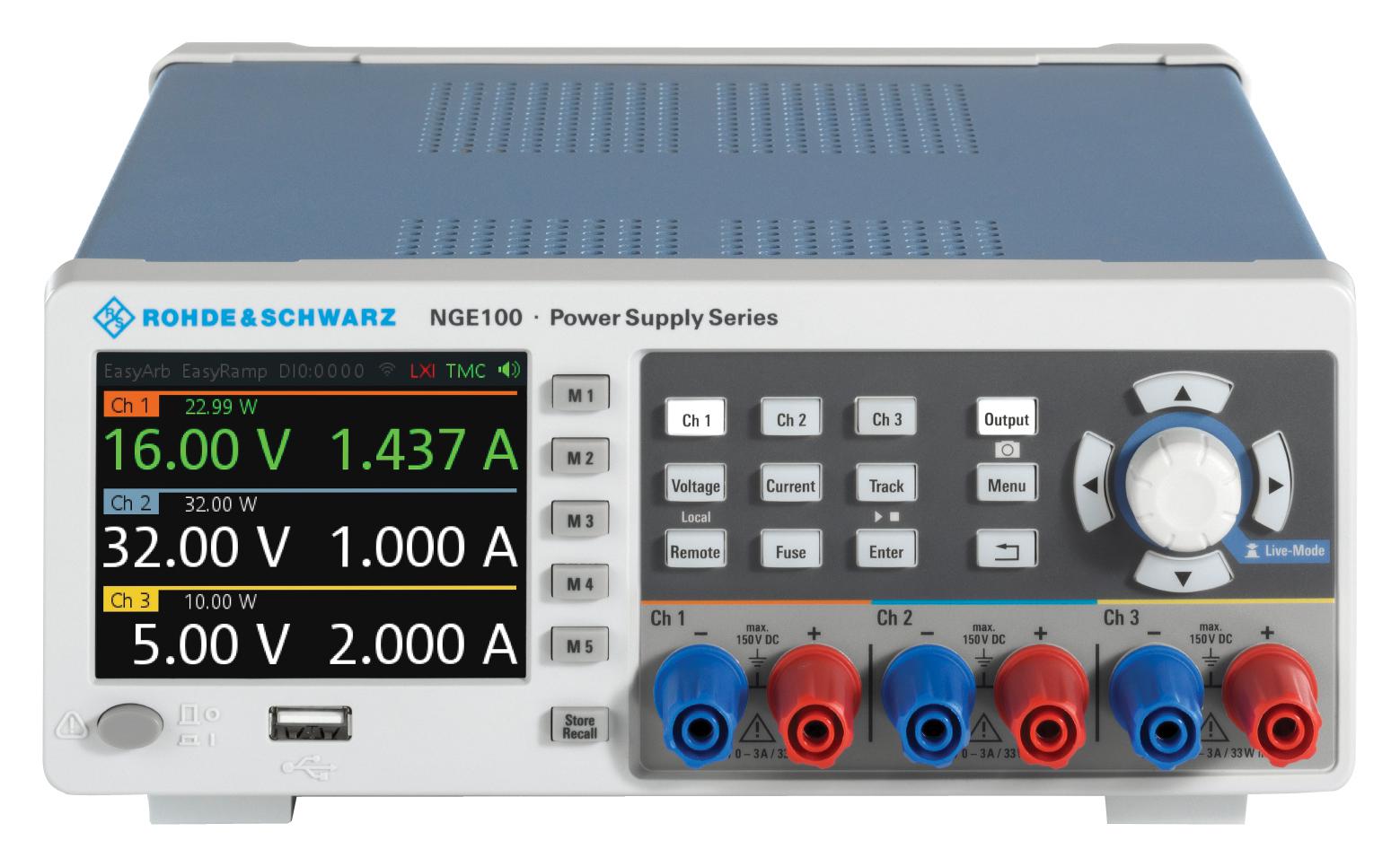 Rohde & Schwarz NGE-COM3b Bench Power Supply Bundle, 33.6W, 3 Output, 0 → 32V, 3A