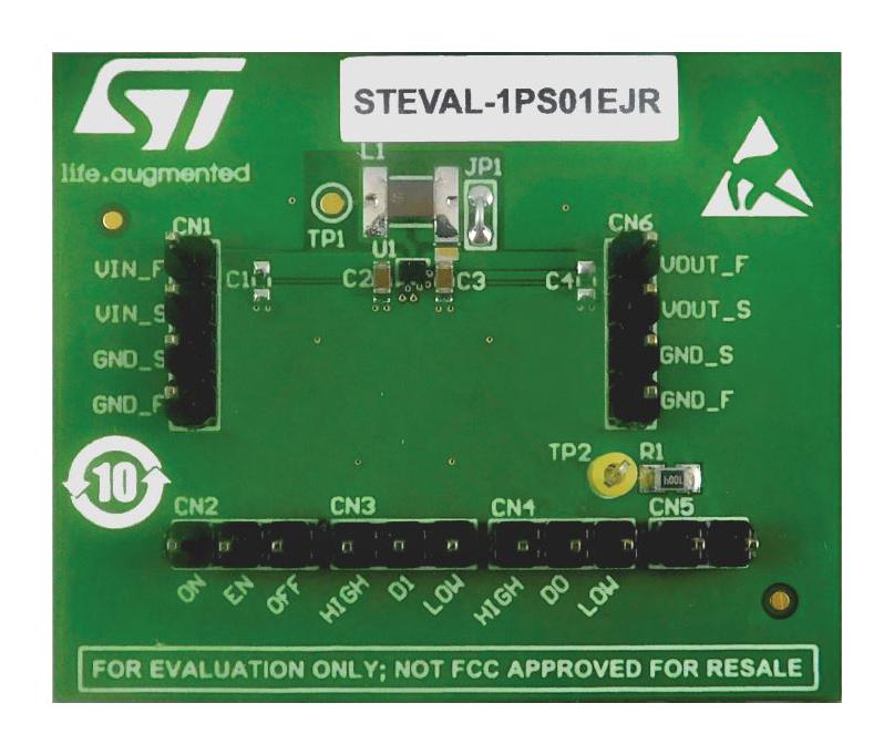 STMicroelectronics Scheda di valutazione Convertitore step-down ST1PS01EJR 400 mA Nano-Quiescent Synchronous Step-Down Converter ST1PS01, STEVAL-1PS01