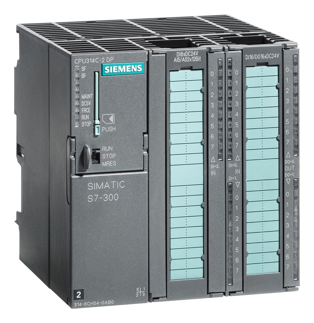 Siemens S7-300 PLC CPU - 28 (24 Digital, 4 Analogue) Inputs, 18 (16 Digital, 2 Analogue) Outputs, Analogue, Digital