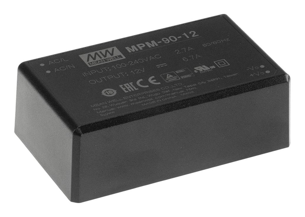 Mean Well  Alimentation à découpage encapsulée 80W, 1 sortie à 12V 6.7A, MPM-90