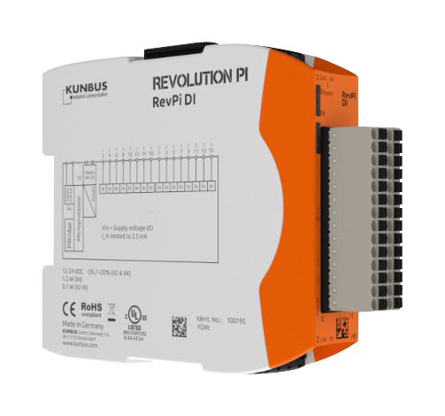 Kunbus  Revpi Di 16i Sps-e/a Modul Für Revolution Pi Connect, Revolution Pi Core 16 Digital Eing., 96 X 22,5 X 110,5 Mm