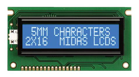 MIDAS DISPLAYS MC21605A6WD-BNMLW-V2 Pantallas LCD Alfanuméricas