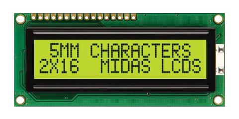 MIDAS DISPLAYS MC21605CY6W-SPTLY-V2 Pantallas LCD Alfanuméricas