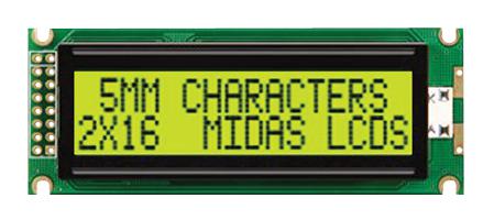 MIDAS DISPLAYS MC21605J6W-SPTLY-V2 Pantallas LCD Alfanuméricas