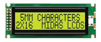 MIDAS DISPLAYS MC21605J6W-SPR-V2 Pantallas LCD Alfanuméricas