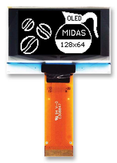 MIDAS DISPLAYS MCOT128064BY-WM Pantallas OLED Gráficas