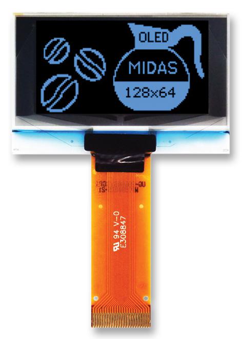 MIDAS DISPLAYS MCOT128064BY-BM Pantallas OLED Gráficas