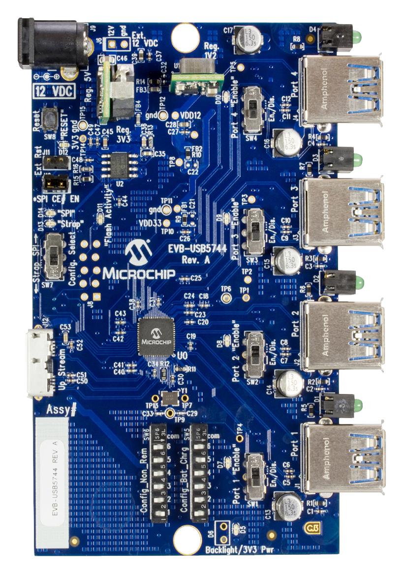 MICROCHIP EVB-USB5744 Kits De Desarrollo Para Interfaz / Comunicaciones