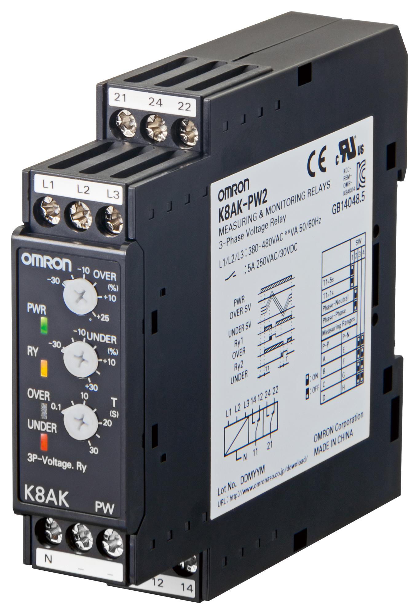 OMRON INDUSTRIAL AUTOMATION K8AKPW2 Relés De Control De Fase