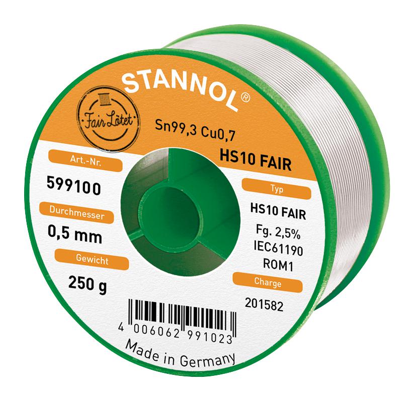 STANNOL HS10 FAIR, 0.5MM, 250G Hilo De Soldadura