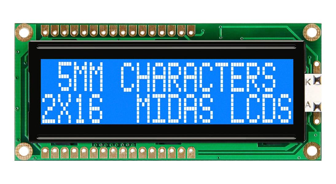 MIDAS DISPLAYS MC21605G6WD-BNMLW-V2 Pantallas LCD Alfanuméricas