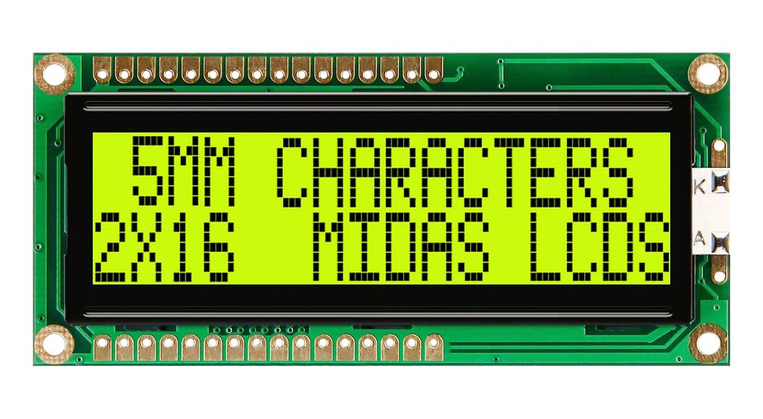 MIDAS DISPLAYS MC21605G6WD-SPTLY-V2 Pantallas LCD Alfanuméricas