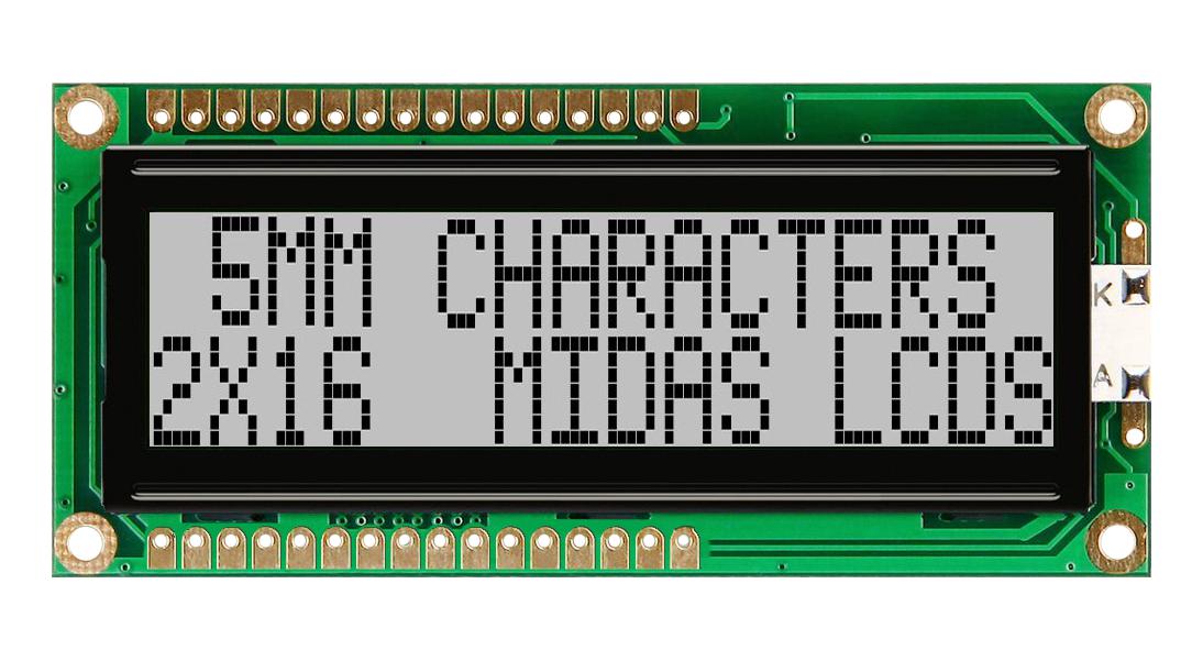 MIDAS DISPLAYS MC21605G6W-GPR-V2 Pantallas LCD Alfanuméricas