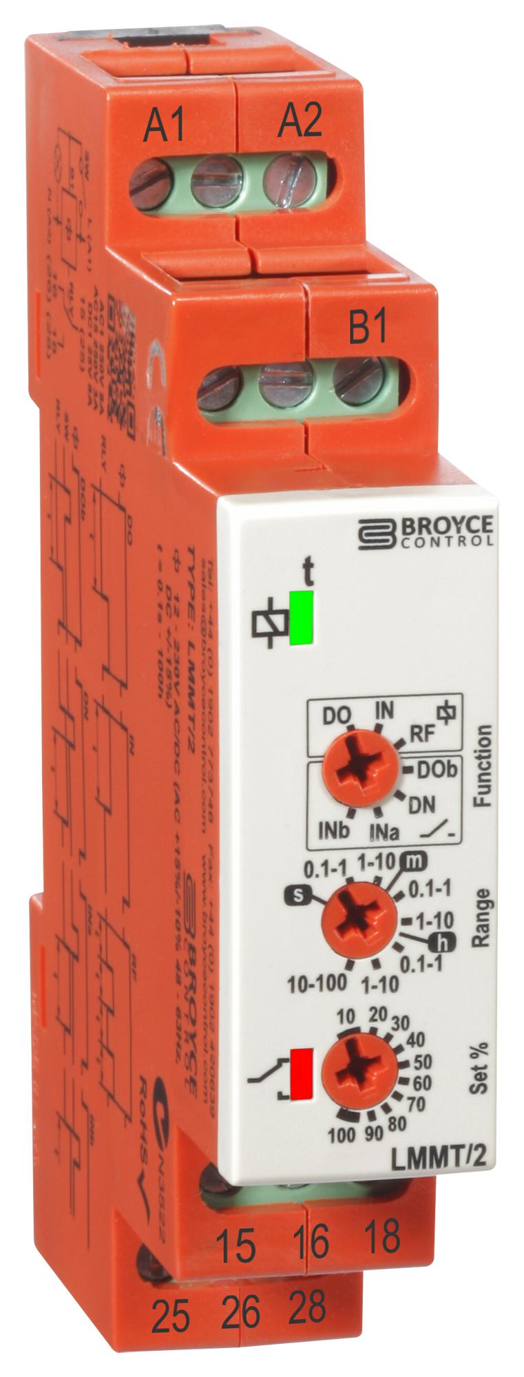 BROYCE CONTROL LMMT/2 12-230V AC/DC Temporizadores Analógicos - Carril DIN