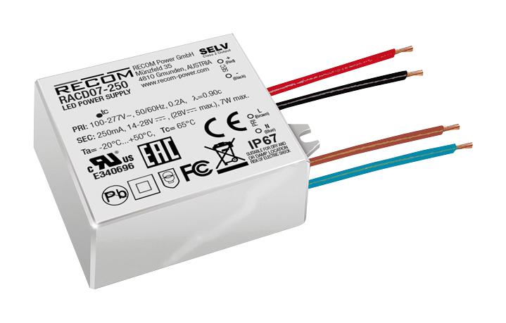 RECOM POWER RACD07-250 Fuentes De Alimentación Para LED AC / DC