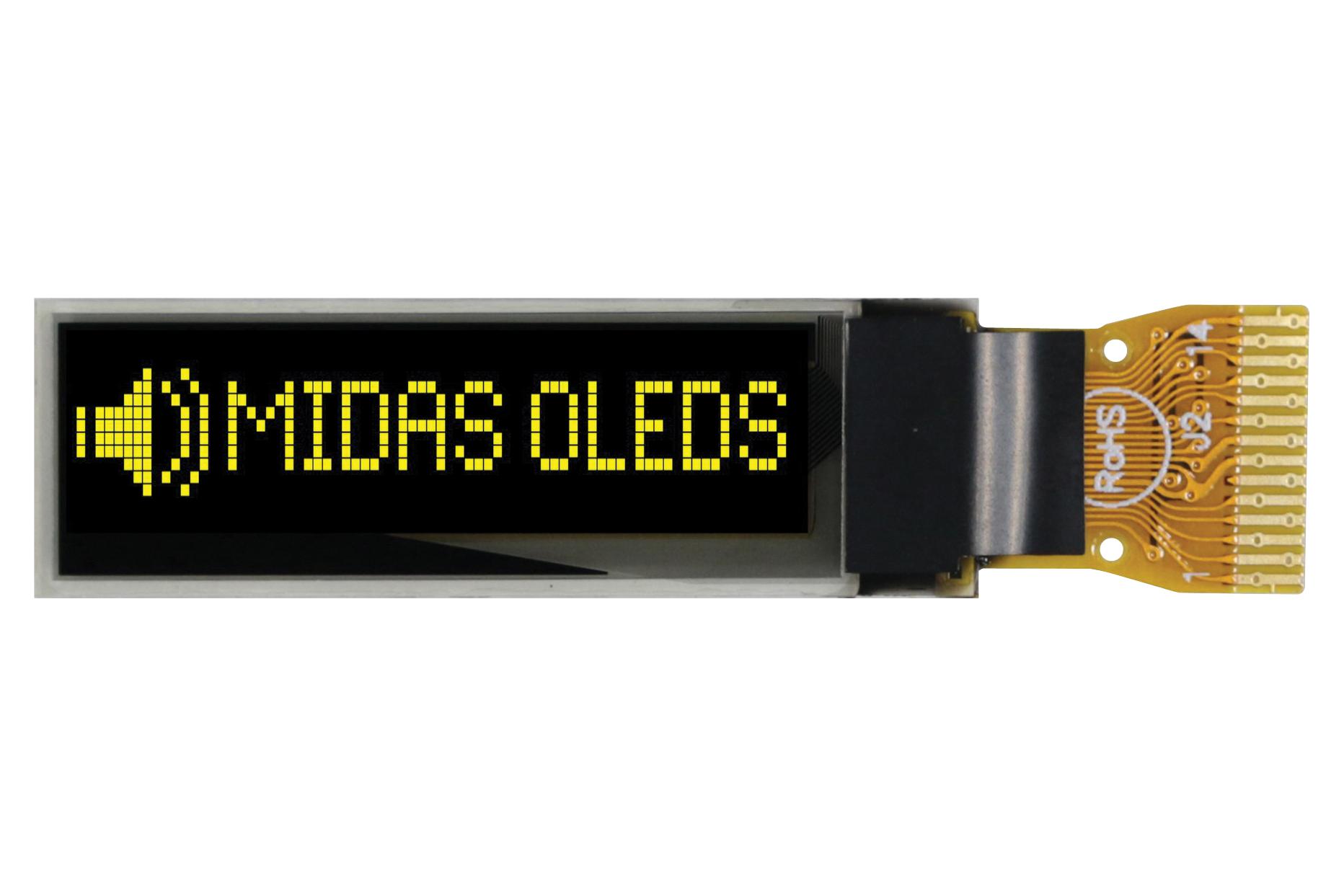 MIDAS DISPLAYS MCOT096016C1V-YI Pantallas OLED Gráficas