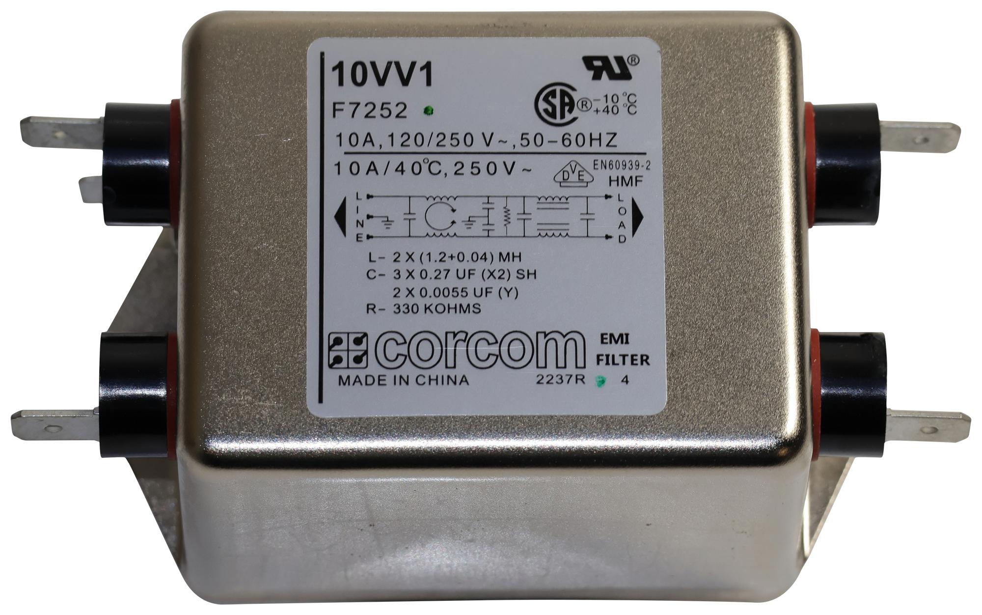 CORCOM - TE CONNECTIVITY 10VV1 Filtros Para Línea De Alimentación