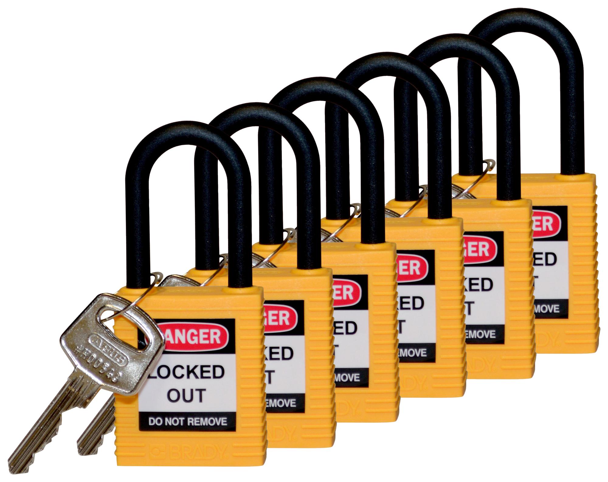 BRADY SFTY PADLOCK NYLON 38MM SHA YELLOW 6/PAC Candados