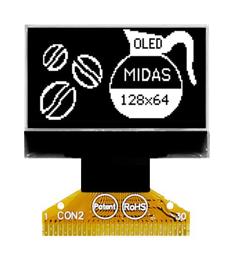 MIDAS DISPLAYS MCOT128064N2Z-WM Pantallas OLED Gráficas