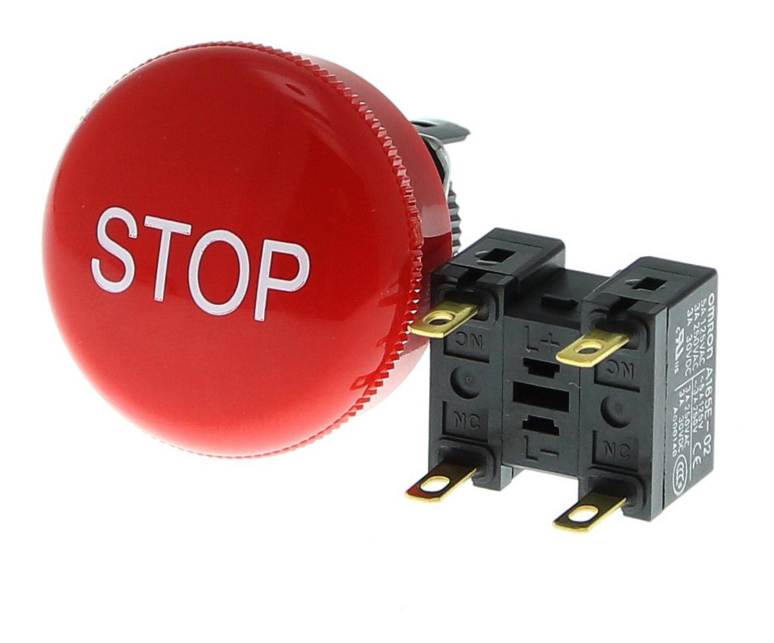 OMRON INDUSTRIAL AUTOMATION A165E-S-02 (STOP) Interruptores De Parada De Emergencia