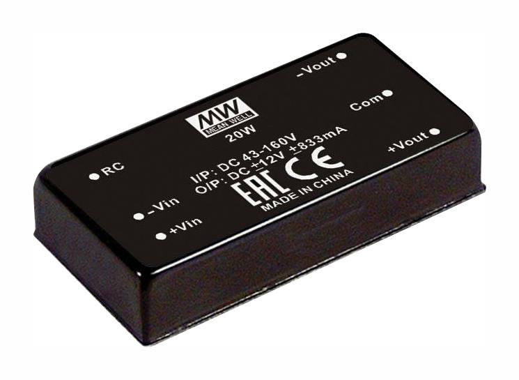 MEAN WELL RDDW20F-05 Convertidores DC / DC Aislados De Montaje Pasante