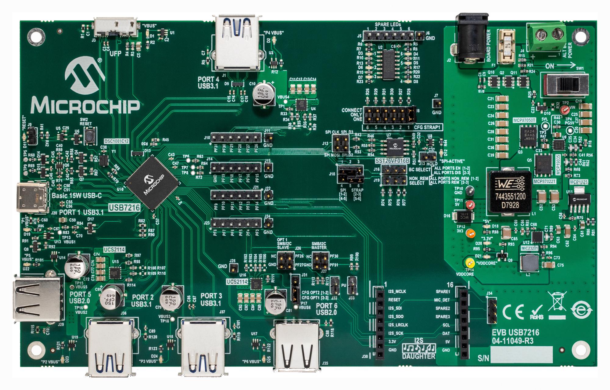 MICROCHIP EVB-USB7216 Kits De Desarrollo Para Interfaz / Comunicaciones