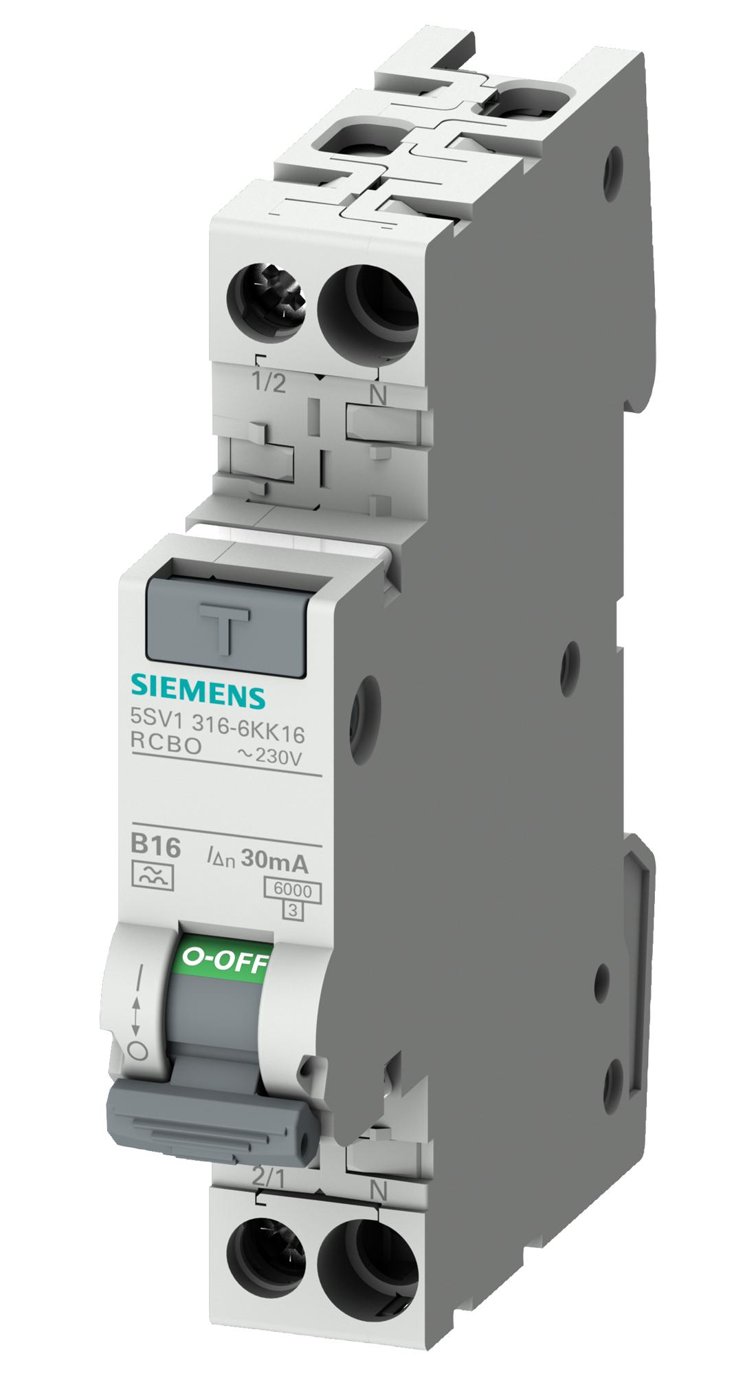 SIEMENS 5SV1316-6KK16 Disyuntores RCBO, RCD, GFCI, AFDD