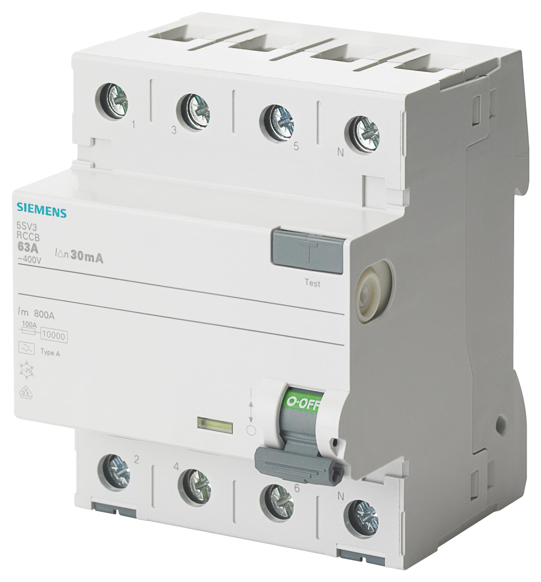 SIEMENS 5SV3346-6 Disyuntores RCBO, RCD, GFCI, AFDD