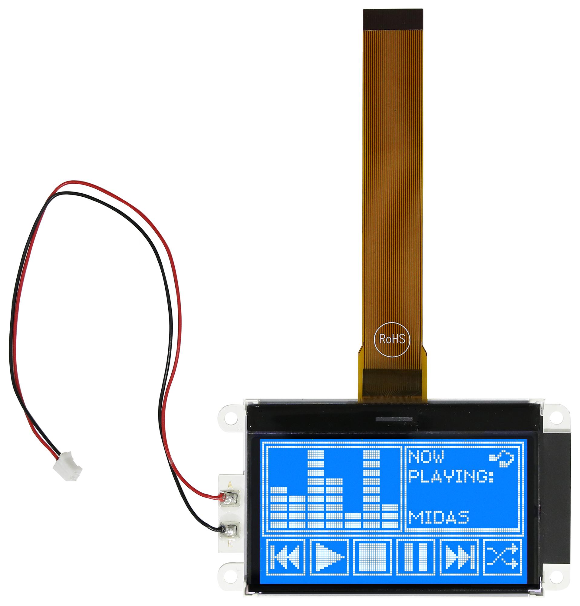 MIDAS DISPLAYS MDCOG128064CA6W-BNMLW Pantallas LCD Gráficas