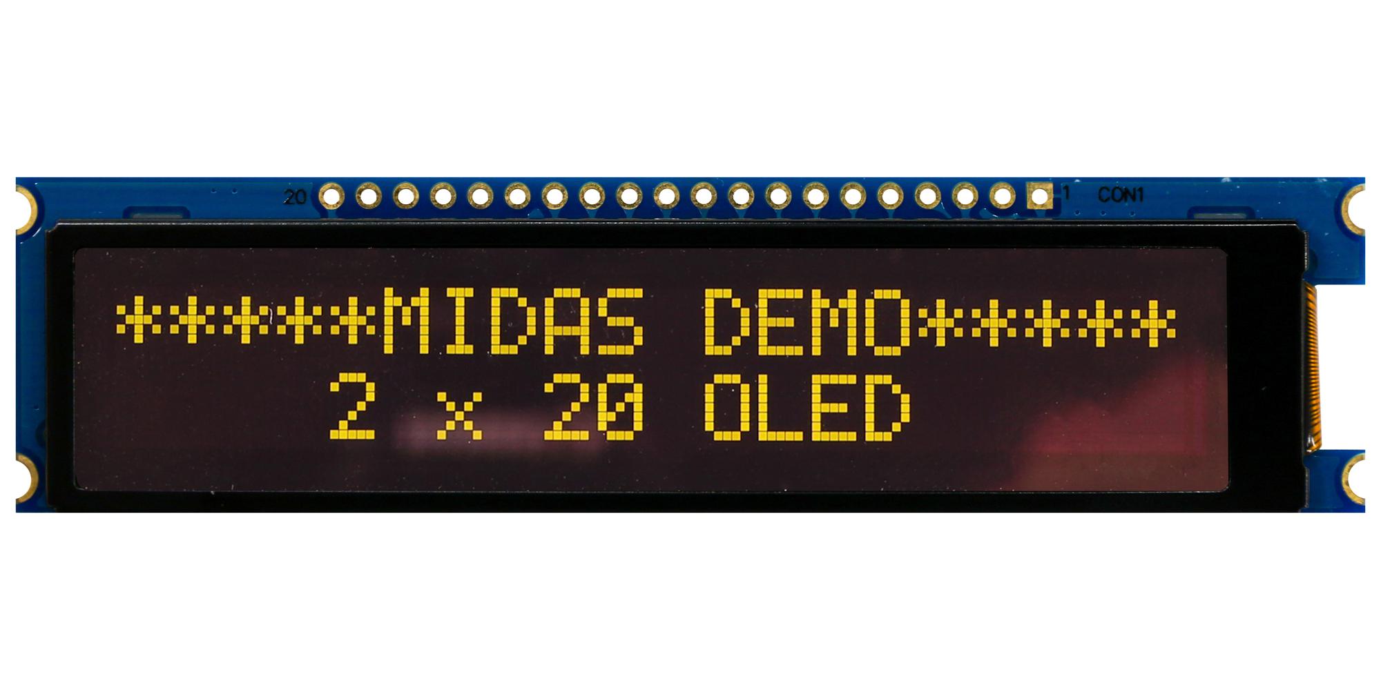 MIDAS DISPLAYS MDOB22005B1V-EYM Pantallas OLED Alfanuméricas