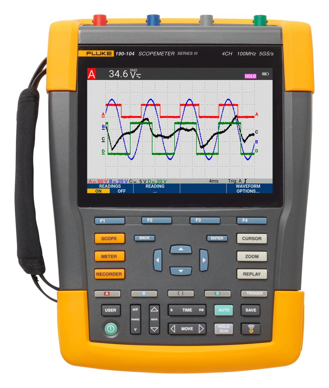 Fluke 190-104-III Portable Oscilloscope, 100MHz, 4 Analogue Channels