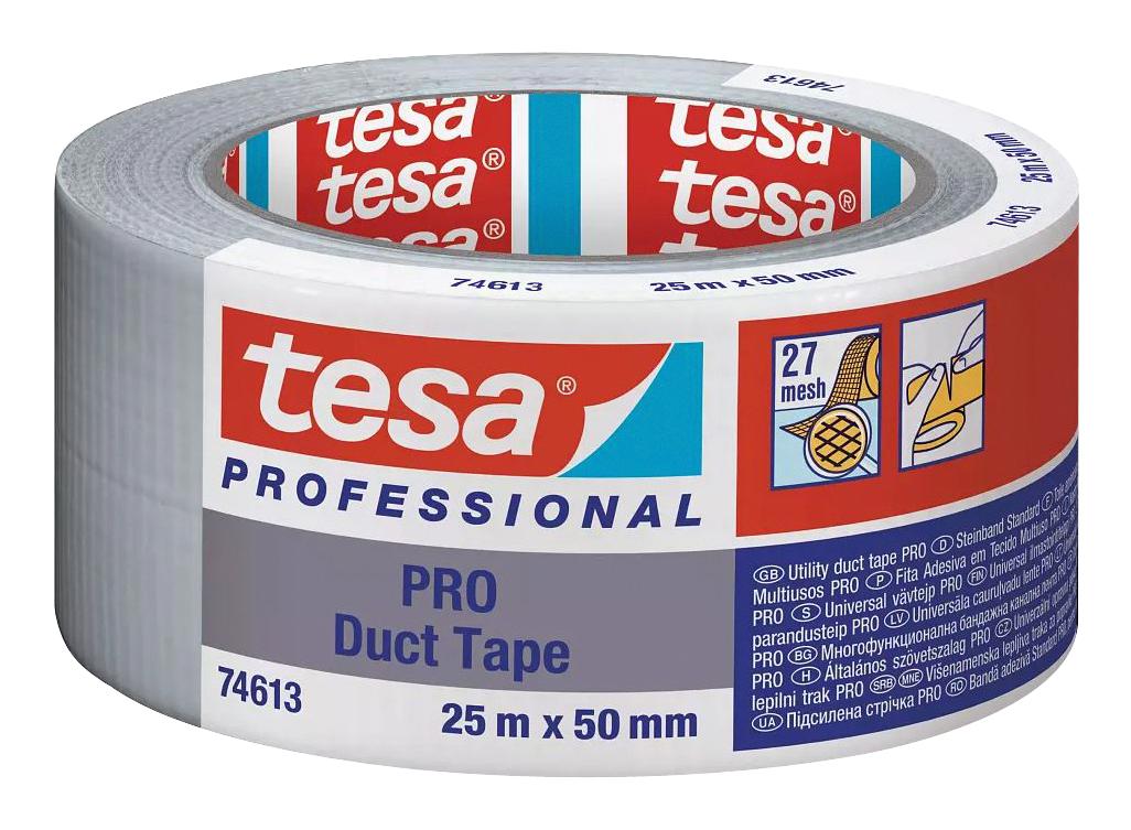 TESA 74613, GREY, 25M X 50MM Cinta Adhesiva/Conductos/Tela