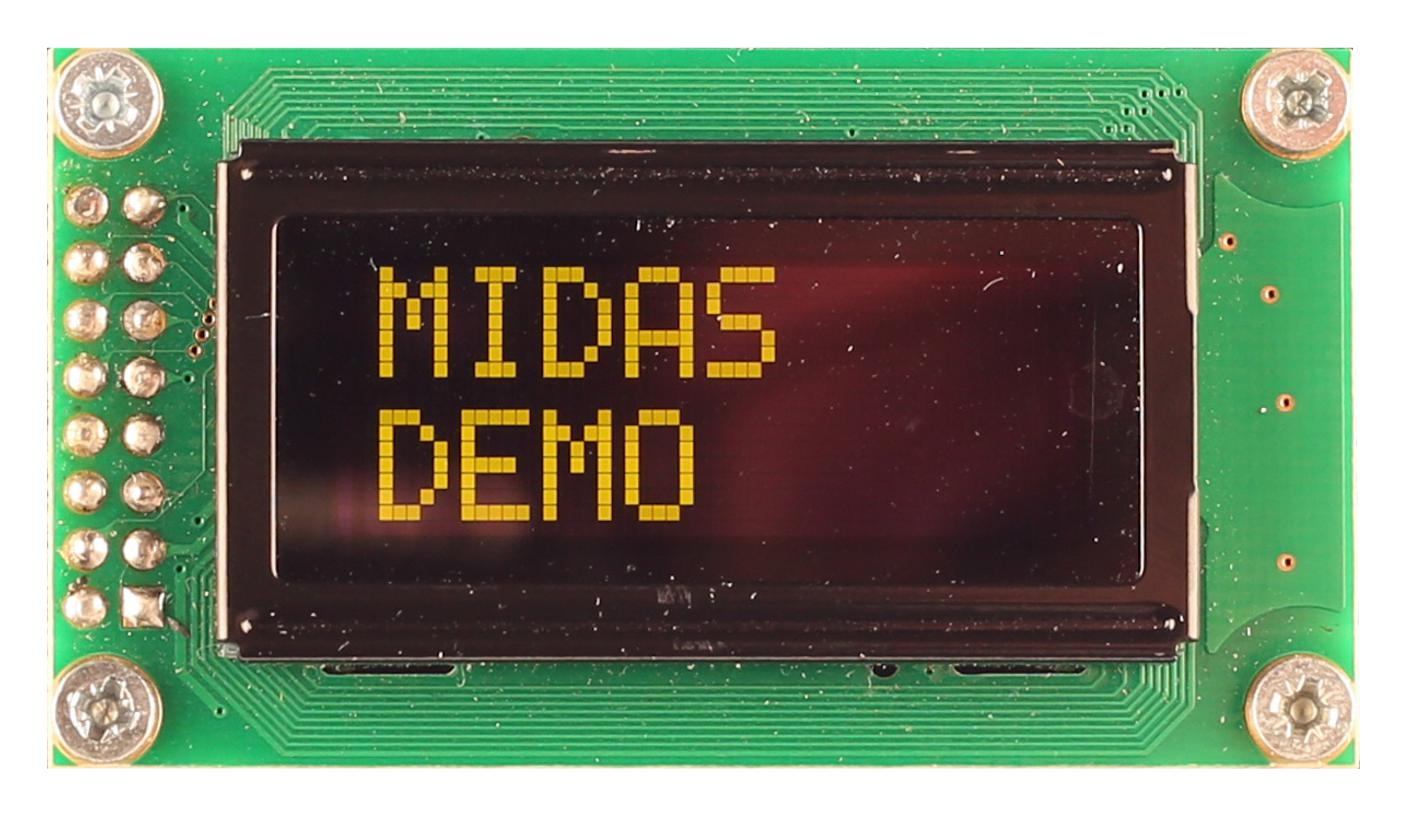 MIDAS DISPLAYS MCOB20805AV-EYS Pantallas OLED Alfanuméricas