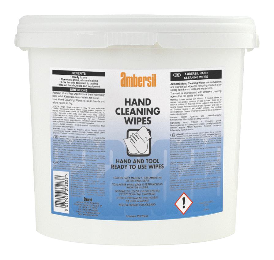 AMBERSIL HAND CLEANING WIPES, 150/TUB Toallitas