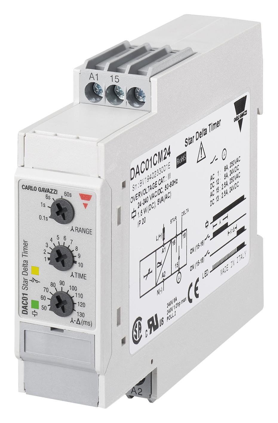 CARLO GAVAZZI DAC01CM40 Temporizadores Analógicos - Carril DIN