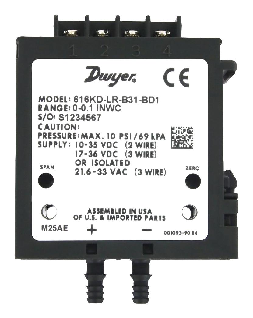 DWYER 616KD-LR-B31-BD1 Sensores De Presión De Montaje En Placa