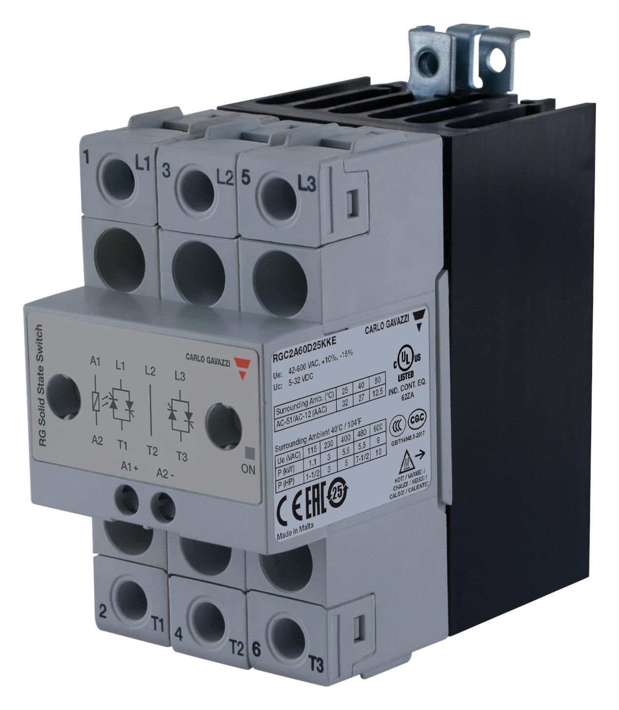 CARLO GAVAZZI RGC2A60D25KKE Contactores De Estado Sólido