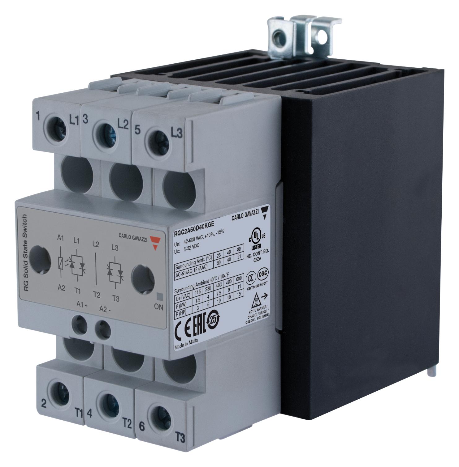 CARLO GAVAZZI RGC2A60D40KGE Contactores De Estado Sólido