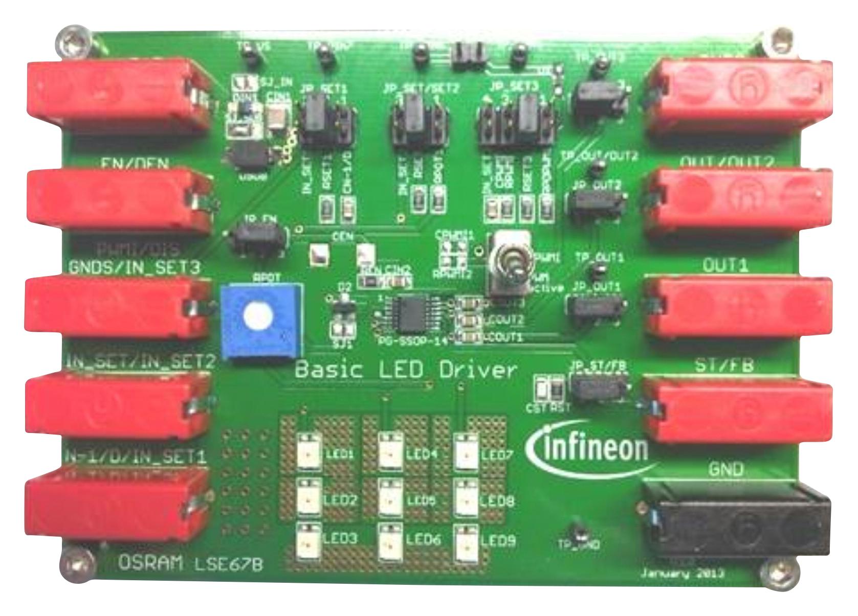 INFINEON DEMOBOARDTLD1313ELTOBO1 Kits De Desarrollo De Iluminación Y LED