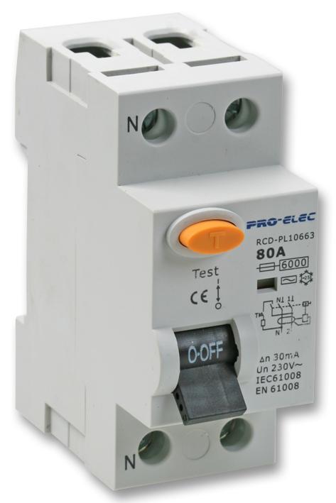 PRO ELEC AUR1-80 Disyuntores RCBO, RCD, GFCI, AFDD