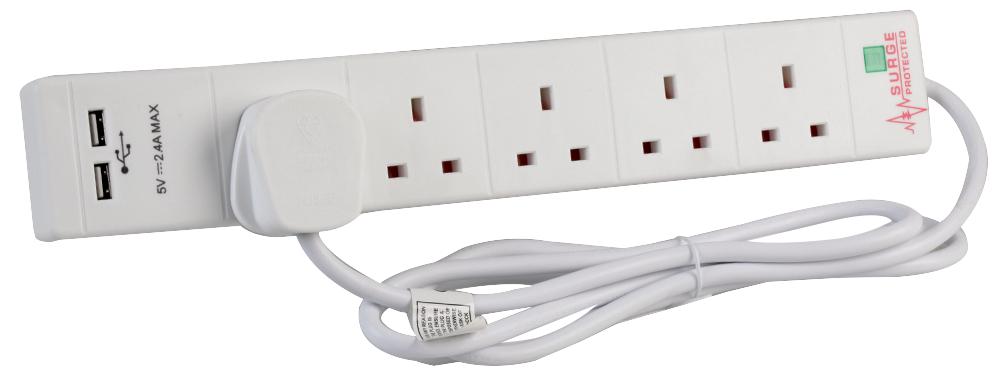 PRO ELEC 2068U WHT Regletas Eléctricas - Con Protección Contra Sobretensiones