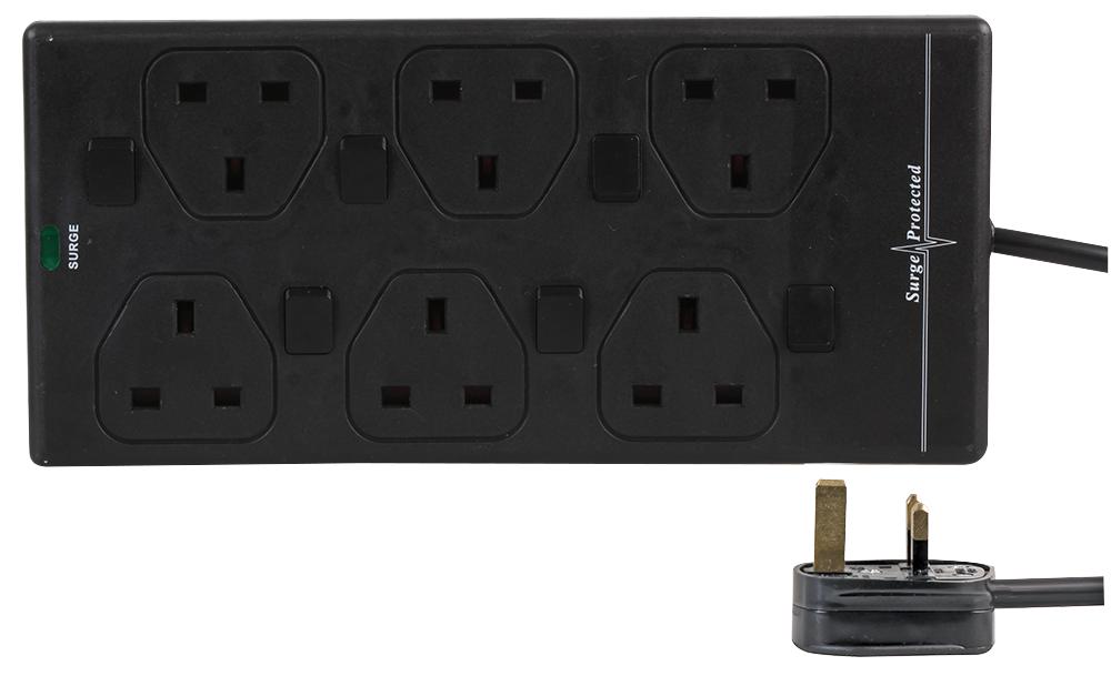 PRO ELEC 2816NS(1N) 10M BLK Regletas Eléctricas - Con Protección Contra Sobretensiones