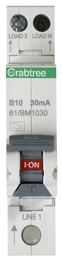 CRABTREE 61/BM1030 Disyuntores RCBO, RCD, GFCI, AFDD