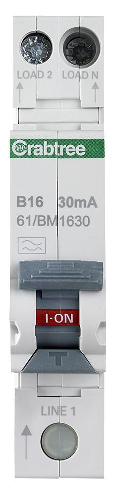 CRABTREE 61/BM1630 Disyuntores RCBO, RCD, GFCI, AFDD